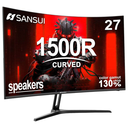 Sansui ES-G27C1 27" Curved Gaming Monitor – 180Hz, 1ms (MPRT), 1500R, Fast VA, FreeSync, HDR (Black)
