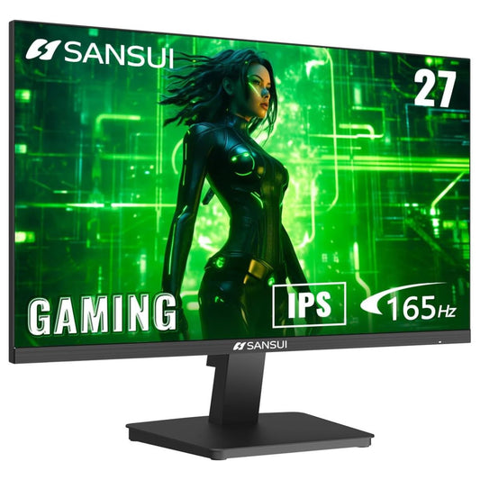 SANSUI ES-G27F2 27" FHD Gaming Monitor – 165Hz, 1ms, IPS, Adaptive Sync, HDMI 2.0 &amp; DP 1.4 (Black)