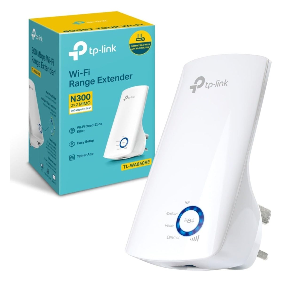 TP-Link TL-WA850RE N300 Universal Wi-Fi Range Extender, 300Mbps Wireless Speed, Ethernet Port, Plug-and-Play Design | TL-WA850RE (Cushions Missing)