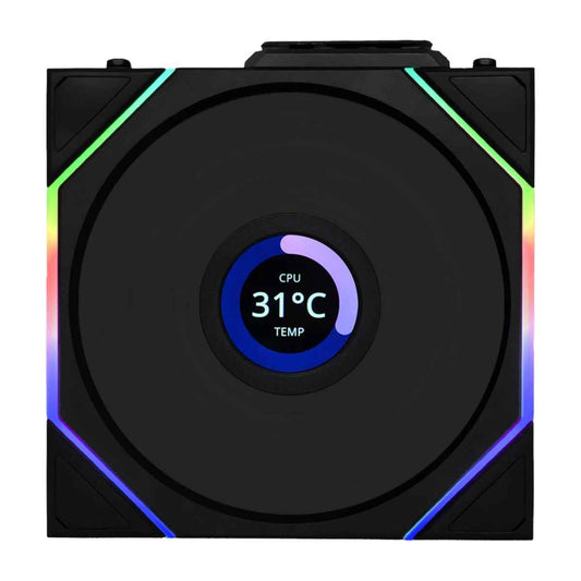 Lian-Li UNI FAN TL120 LCD Wireless Case Fan – 1900 RPM, 62 CFM Airflow, FDB Bearing, Single Pack | Black / White