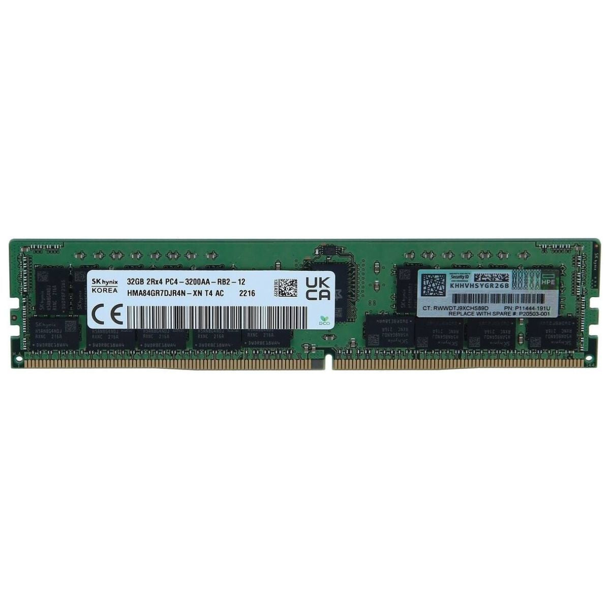 Hynix 32GB DDR4 RDIMM PC4-25600R Dual Rank x4 Server Memory | 3200 MT/s, 288-Pin | HMA84GR7DJR4N-XN