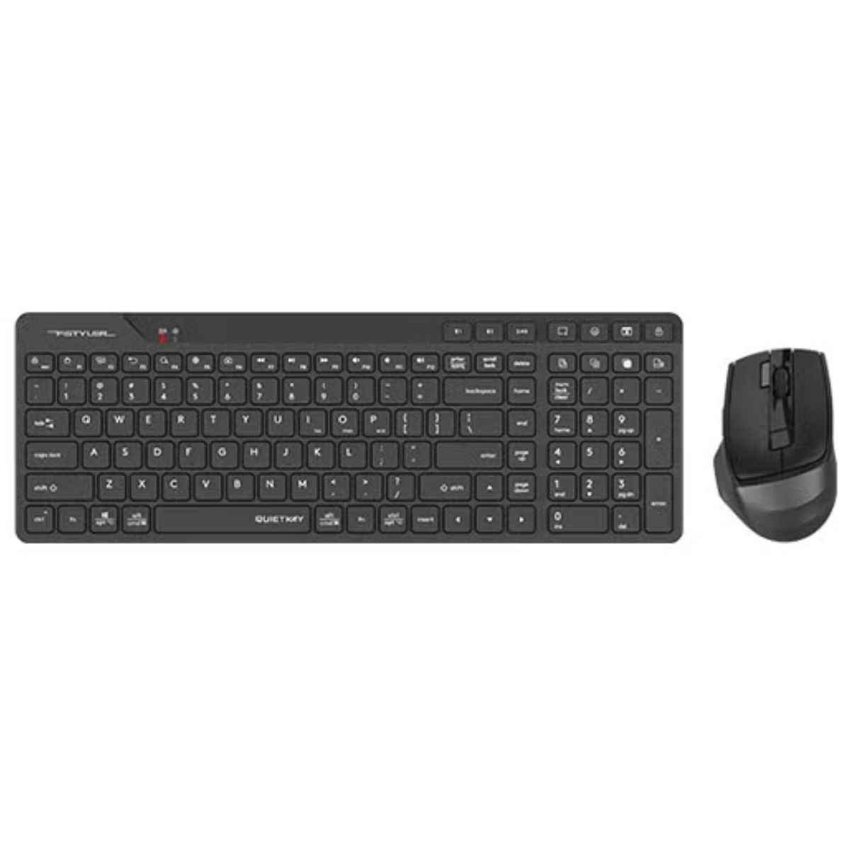 A4Tech Fstyler FB2800C Air2 Rechargeable Bluetooth & Wireless Keyboard Mouse Combo – QuietKey, Multi-Device, Type-C, Black