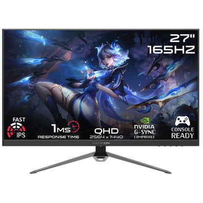 GAMEON GOP27QHD165IPS Premium Series 27" QHD, 165Hz, 1ms, HDMI 2.1, IPS Gaming Monitor (Supports PS5) - Black