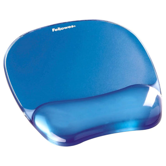 Fellowes Crystals Gel Mouse Pad with Wrist Support | Ergonomic Gel Wrist Rest | Non-Skid Base | Optical & Laser Mouse Compatible | Blue | 91141