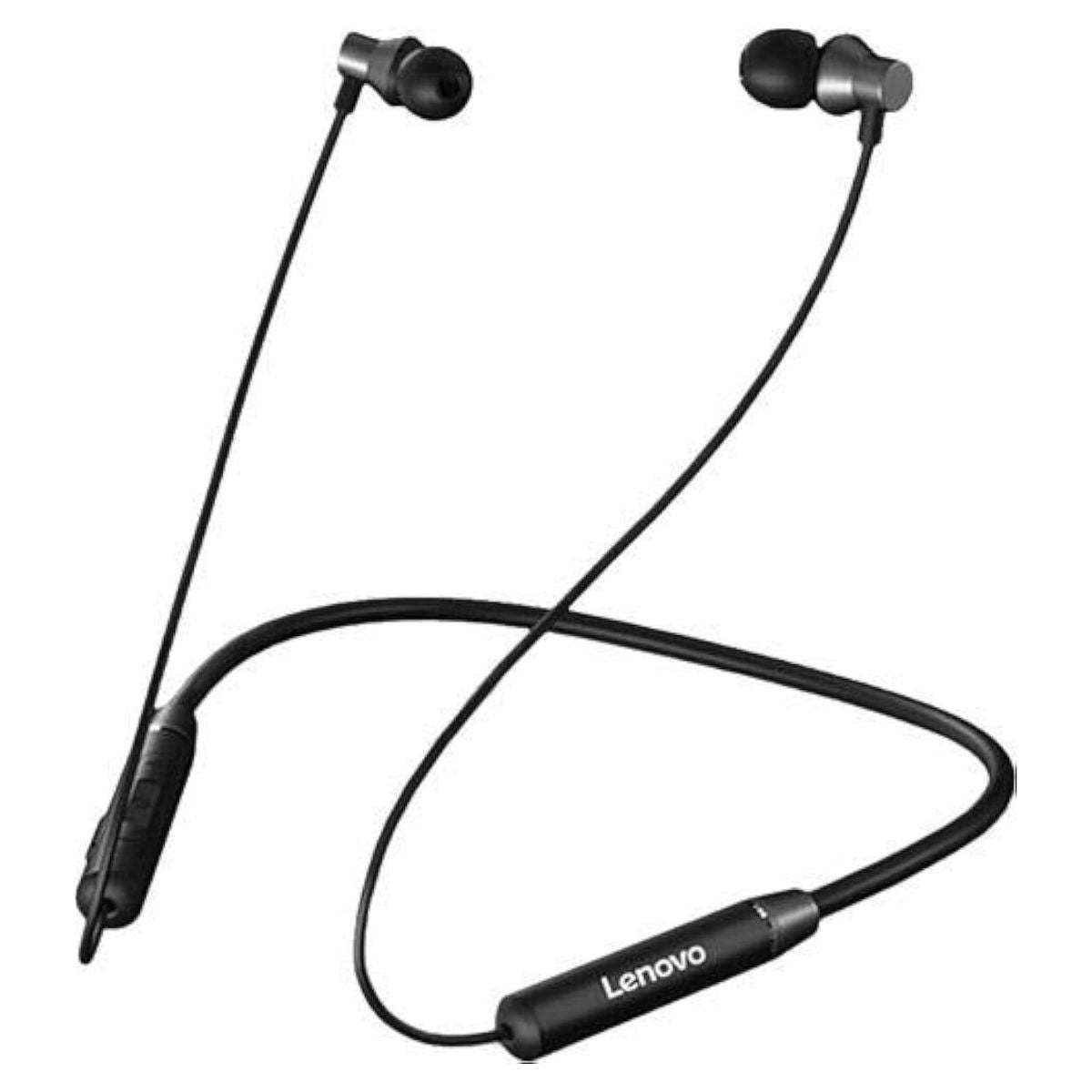 Lenovo HE05 Wireless Neckband Earphone, Bluetooth V5.0, 8 Hours Playtime, 10mm Driver Diameter, 20-20kHz Frequency, 98dB Sensitivity, Black | V8250B