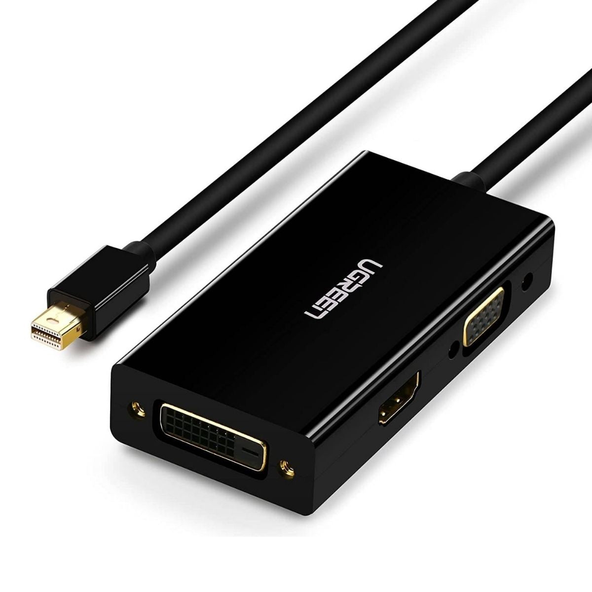 UGREEN 20418 Mini DisplayPort to HDMI, DVI &amp; VGA Adapter | 3-in-1 Mini DP Converter | 4K Support | Thunderbolt Compatible | Black