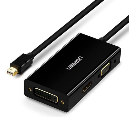UGREEN 20418 Mini DisplayPort to HDMI, DVI &amp; VGA Adapter | 3-in-1 Mini DP Converter | 4K Support | Thunderbolt Compatible | Black