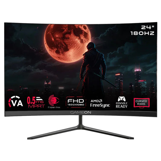 GAMEON GOC24F180VA Pro Series 24" FHD, 180Hz, MPRT 0.5ms, HDMI 2.1, VA Panel Curved Gaming Monitor 3000R 16:9 (Supports PS5) - Black