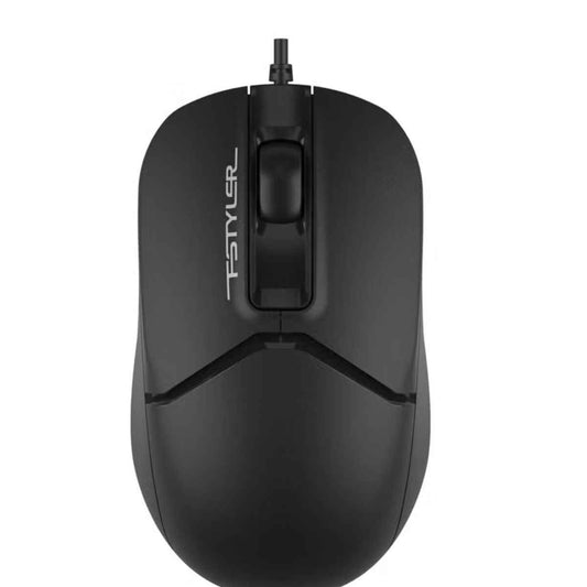 A4Tech Fstyler Silent Wired Mouse FM12ST – 1200 DPI, Silent Clicks, USB-C &amp; USB-A Support, Black
