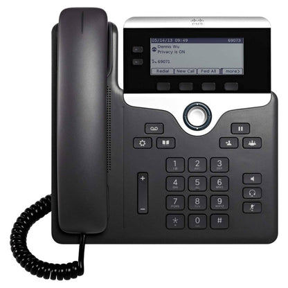 Cisco 7821 IP Phone, 3.5" Screen, 1 PoE Class, Full Duplex Speakerphone, Wideband Audio, 4 Soft Keys, 2 Programmable Line Keys, 10/100 Ethernet Switch, Gray
