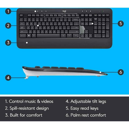 Logitech MK540 Advanced Wireless Keyboard and Mouse Combo English-Arabic | 920-008693 / 920-008685