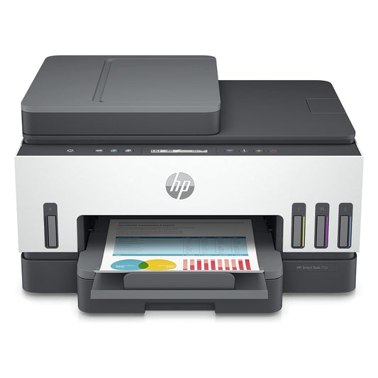 HP Smart Tank 750 All-in-One Printer Wireless, Print, Scan, Copy, Auto Duplex Printing, Auto Document Feeder, Print up to 18000 black or 8000 color pages, White/Grey