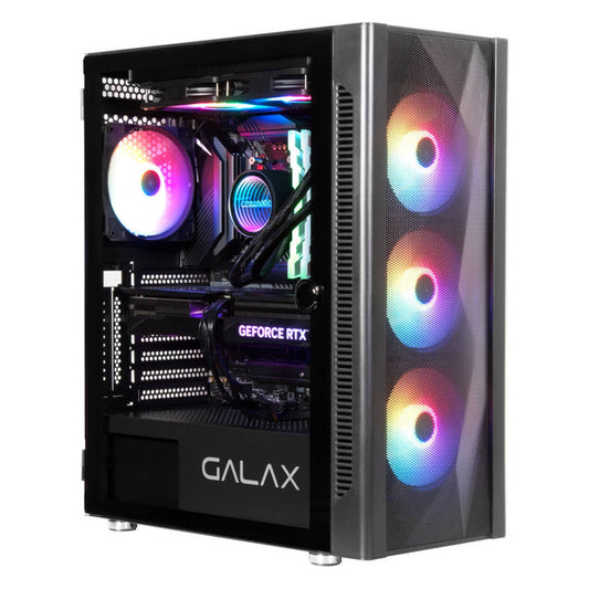 GALAX ALLSYNC Mid Tower ATX PC Case Tempered Glass Side Panel Remote Customization Peak Airflow Fits Up to 6*120mm Fans 360mm Radiators USB 3 0/2 0 HD Audio |Black