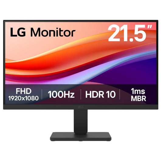 LG Monitor, 22" VA Display, Full HD Resolution, 100Hz Refresh Rate, 1ms (MBR) Response Time, Super Resolution+, Dynamic Action Sync, Flicker Safe, HDR Effect, Black