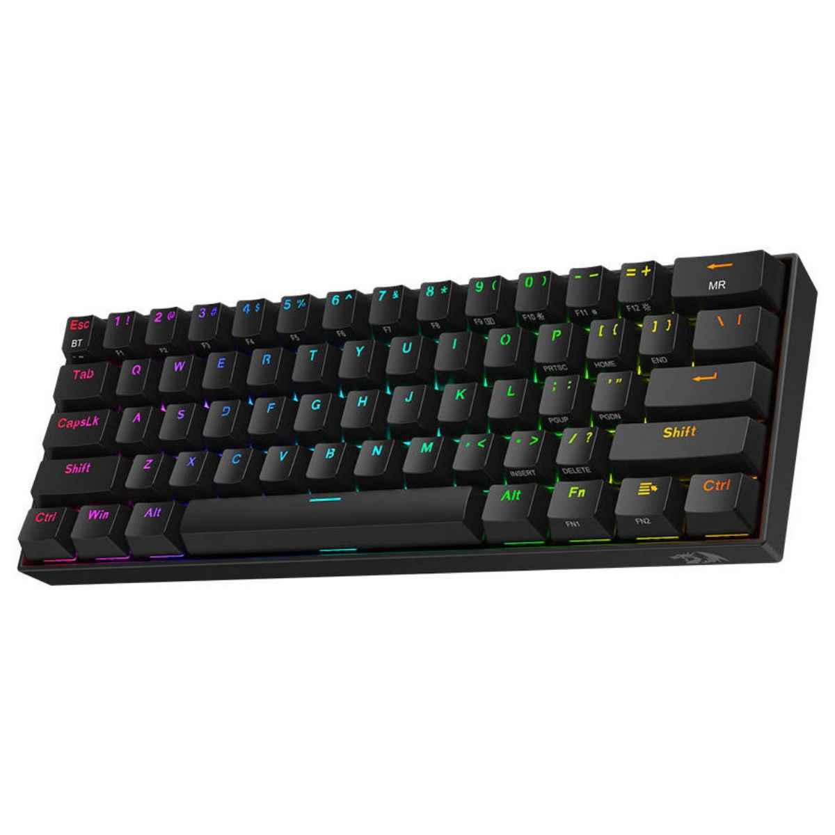 Redragon K530 Pro Draconic 60% Wireless RGB Mechanical Keyboard | Bluetooth 5.0 | Hot-Swappable Switches | Detachable USB Type-C | Red or Brown Switch Options | Black | K530RGB-PRO-RED / K530RGB-PRO-BROWN