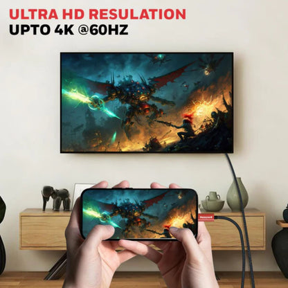 Honeywell Type C to 2.0 HDMI Cable, 4Kx2K@60Hz UHD Resolution, 2M, 18GBPS, High-Speed, Male to Male, Compatible with TV, Laptop, Type-C Smartphone, Projector, etc