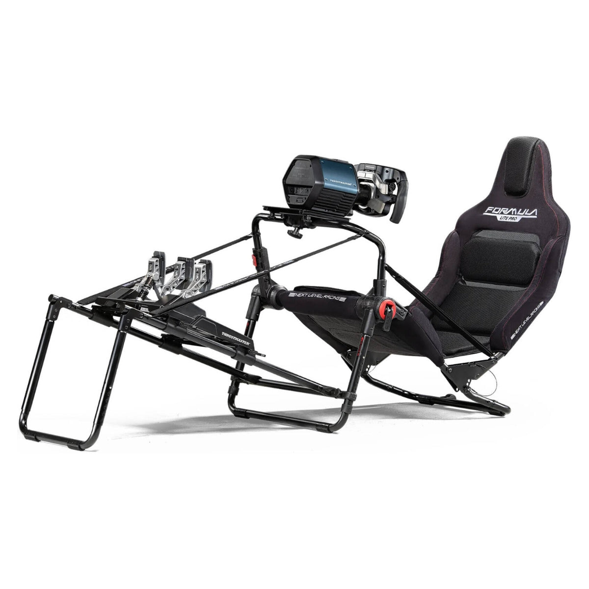 Next Level Racing Formula Lite Pro Cockpit, Direct Drive Wheels up to 10 NM, Adjustable Seat and High-quality Materials, Max User Weight Up to 1230 Kg, Attached on Roller Wheels, Black | NLR-S038