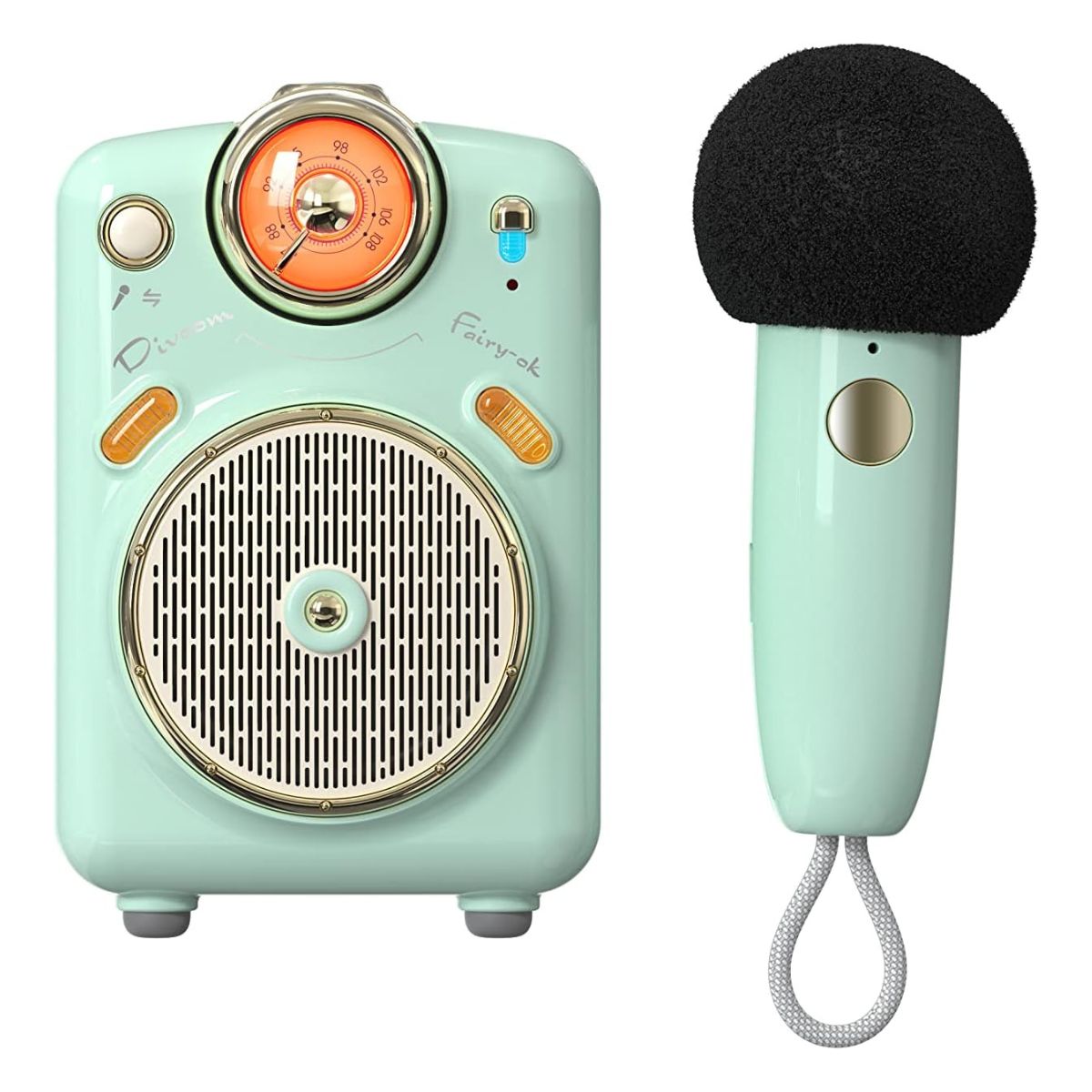 Divoom Fairy-OK Portable Bluetooth Speaker, 7 Voice Modes, Mini Microphone, 10W Output Louder Sound, 2000mAh for 6 Hours, Bluetooth 5 Connectivity, Pink, Green