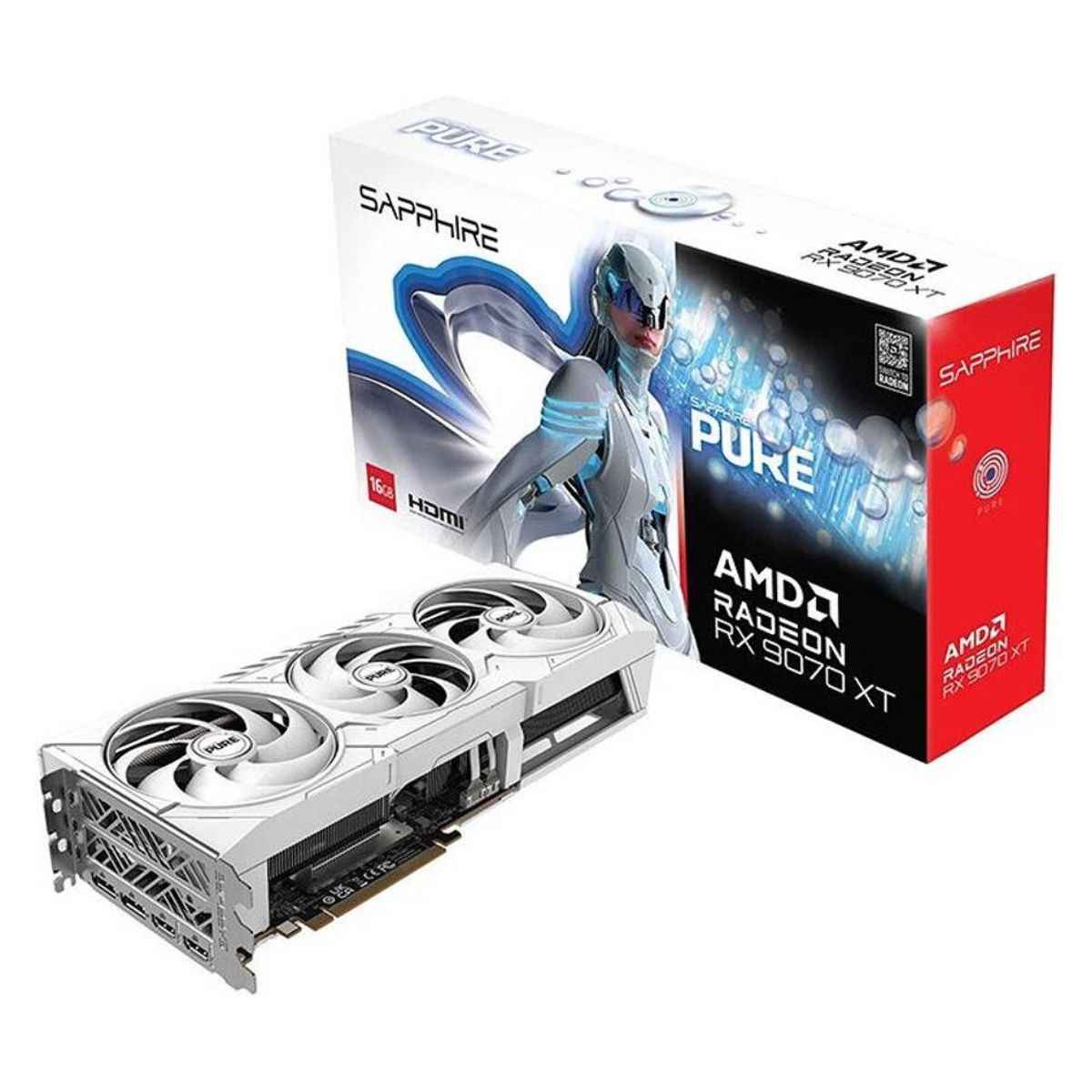 Sapphire PURE AMD Radeon RX 9070 XT Graphics Card, 16GB GDDR6, 256-Bit Memory, 3010 MHz Boost Clock, PCIe 5.0 x16 | 11348-02-20G