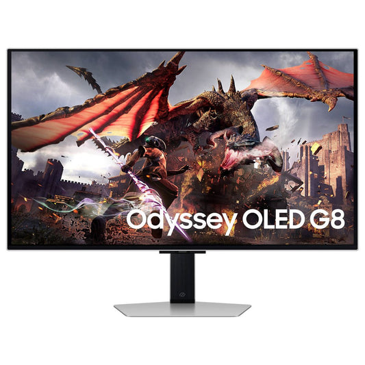 Samsung Odyssey G8 32" 4K UHD OLED Gaming Monitor, 240Hz, 0.03ms, HDR10+, FreeSync, Smart Features, Silver | LS32DG802SMXUE