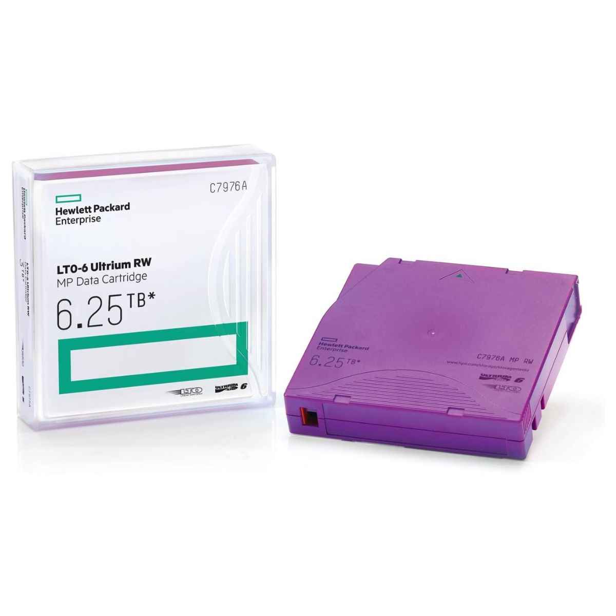 Hewlett Packard Enterprises 6.25TB LTO-6 Ultrium RW Data Cartridge, 400 MB/s Transfer Speed, AES 256-Bit Encryption, 30-Year Archival Life, Purple | C7976A