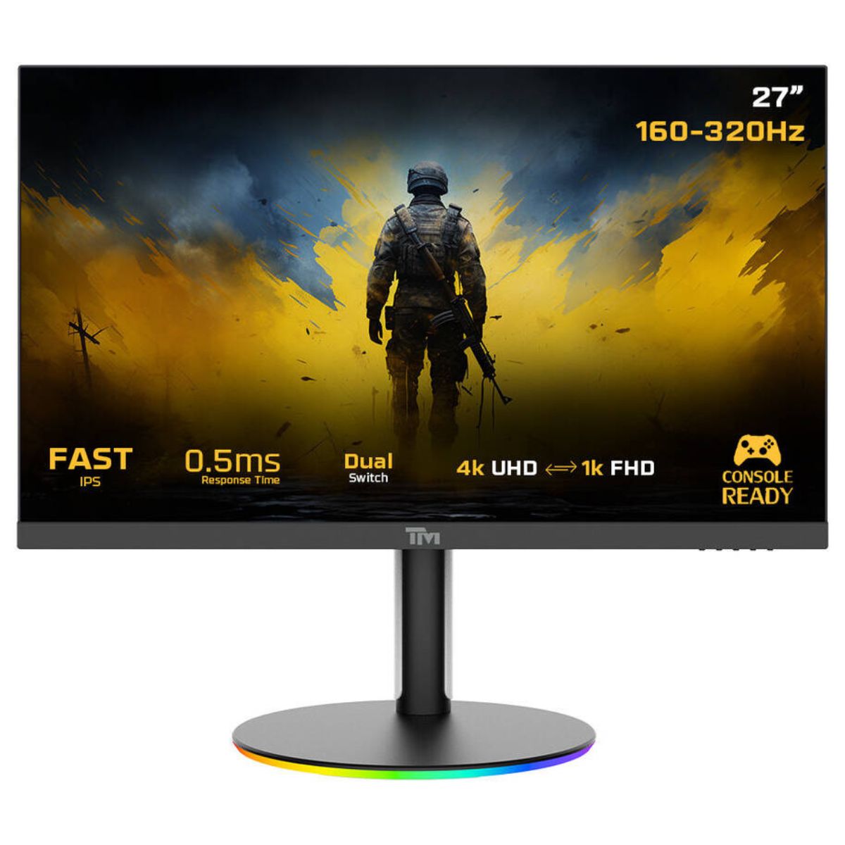 Twisted Minds Dual Switch 27″ Gaming Monitor – UHD/FHD IPS, 160Hz/320Hz, 0.5ms, HDMI, HDR10, G-Sync & FreeSync