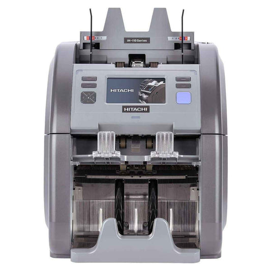 Hitachi IH-110FS Cash Counting & Fitness Sorting Machine, 2-Pocket Fitness Sorter, Counterfeit Detection, 4.3" Full Color Touchscreen | H-110FS