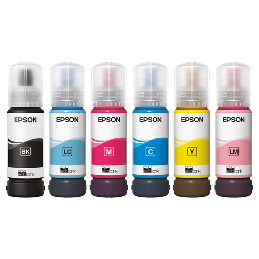 Epson 108 EcoTank Ink Bottle – Black, Cyan, Magenta, Yellow, Light Magenta, Light Cyan