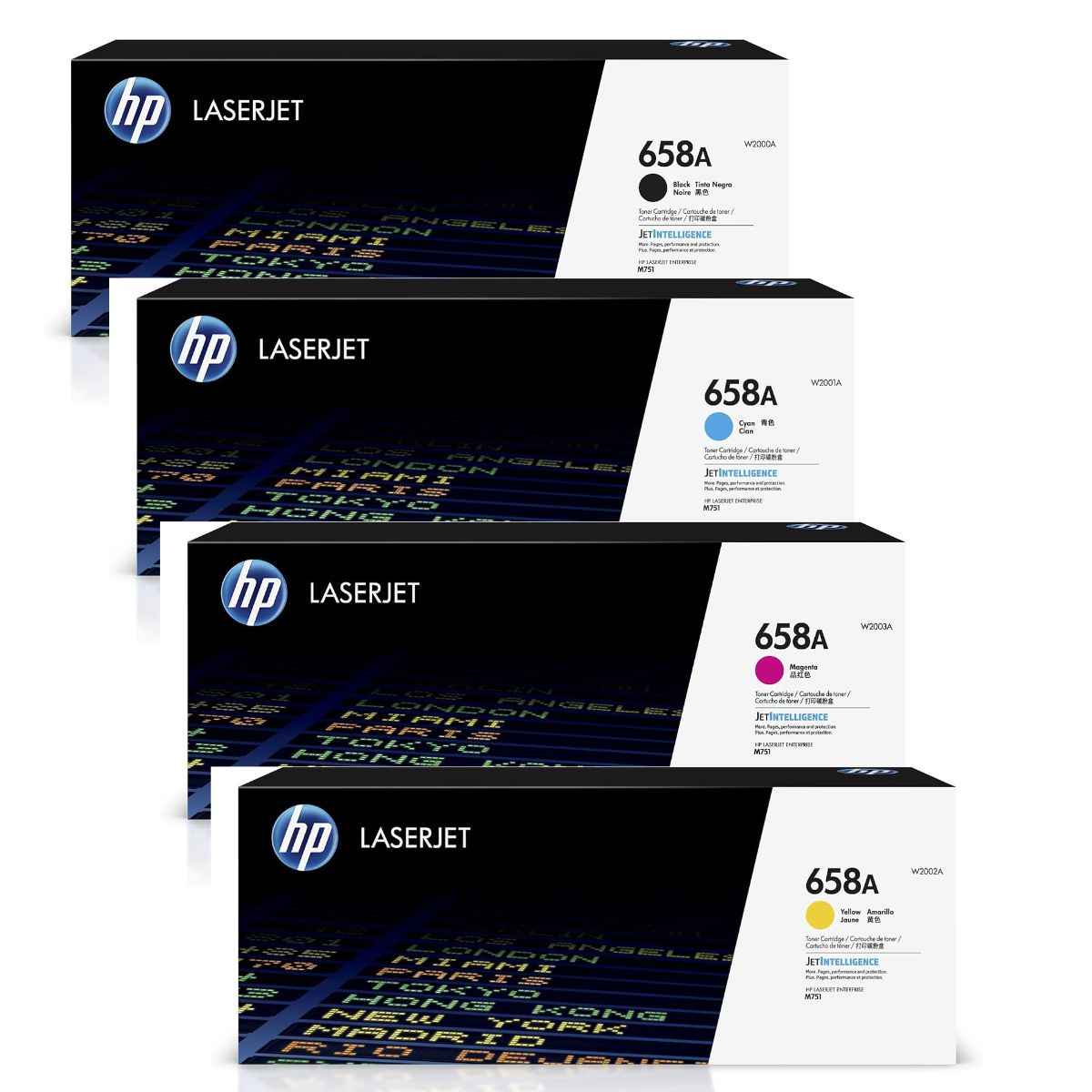 HP 658A Original LaserJet Toner Cartridges | Black, Cyan, Magenta & Yellow | Genuine HP Toner for Color LaserJet Enterprise M751 Series