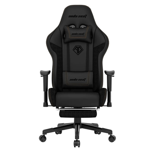 AndaSeat Jungle 2 Series Gaming Chair, Sturdy Retractable Footrest, Ergonomic Design, High-Quality PVC Leather, Lifetime Framework | Black