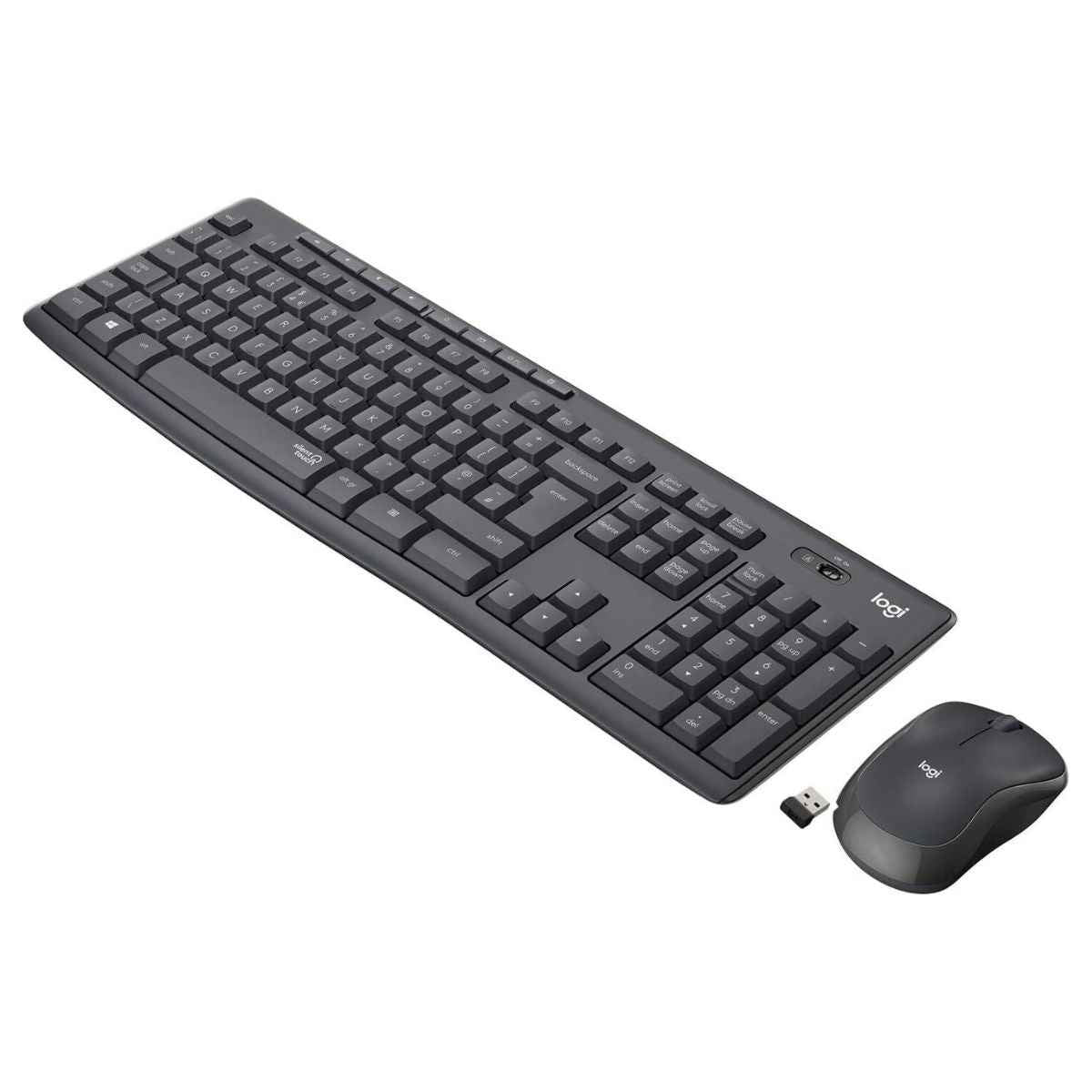 Logitech MK295 Silent Wireless Keyboard and Mouse Combo | SilentTouch Technology | 2.4GHz Wireless Connectivity | 10m Wireless Range | Nano USB Receiver | English/Arabic Layout | Graphite | 920-009801