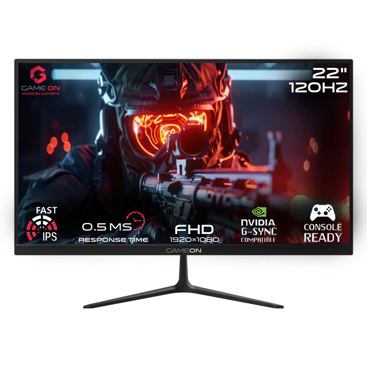 GAMEON GOES22FHD120IPS 22" FHD, 120Hz, MPRT 0.5ms, HDMI 2.1, Fast IPS Gaming Monitor (Support PS5) - Black