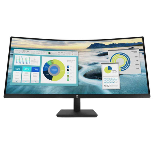 HP WQHD USB-C 34" Curved Monitor, WQHD (3440 x 1440) VA Display, 100 Hz Refresh Rate, 5ms Response Time, 85% NTSC, Height Adjustable, DisplayPort, HDMI & USB Type-C, Black