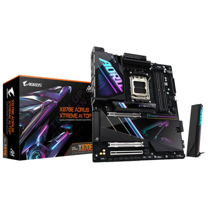 GIGABYTE X870E Aorus XTREME AI TOP E-ATX AM5 Motherboard, AMD X870E Chipset, 4x DDR5 DIMM Slots, Up to 256GB Max Memory, 2x PCIe 5.0 x16 Slot, 4x M.2 Slots | X870E-A-XTREME-AI-TOP