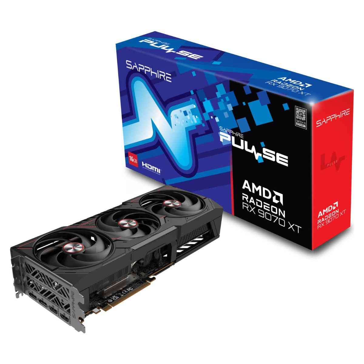Sapphire PULSE AMD Radeon RX 9070 XT Graphics Card, 16GB GDDR6, 256-Bit Memory, 2970 MHz Boost Clock, PCIe 5.0 x16 | 11348-03-20G