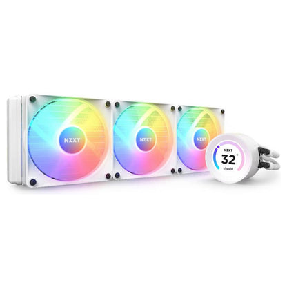 NZXT Kraken Elite 360 RGB (2023) AIO Liquid CPU Cooler, 360mm Radiator, 2.36" LCD Display, 3x 120mm RGB PWM Fans, 1800 RPM, 78.86 CFM Airflow, White | RL-KR36E-W1