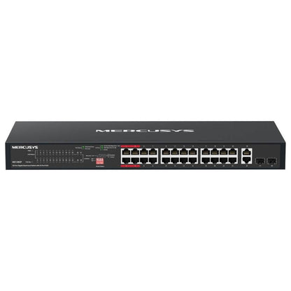 MERCUSYS MS128GP 28-Port Gigabit PoE+ Rackmount Switch | 24 PoE+ Ports | 295W Power Budget | 2 Gigabit Uplinks | 2 SFP Slots | 802.3af/at | 56Gbps