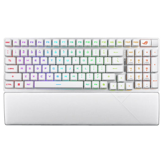 Asus ROG Strix Scope II 96 RX Wireless Mechanical Keyboard, RX Optical Switch, Sound-Dampening Foam, ABS Keycaps, Tri-Mode Connectivity, English - Arabic Layout, White | 90MP03S2-BKCA10