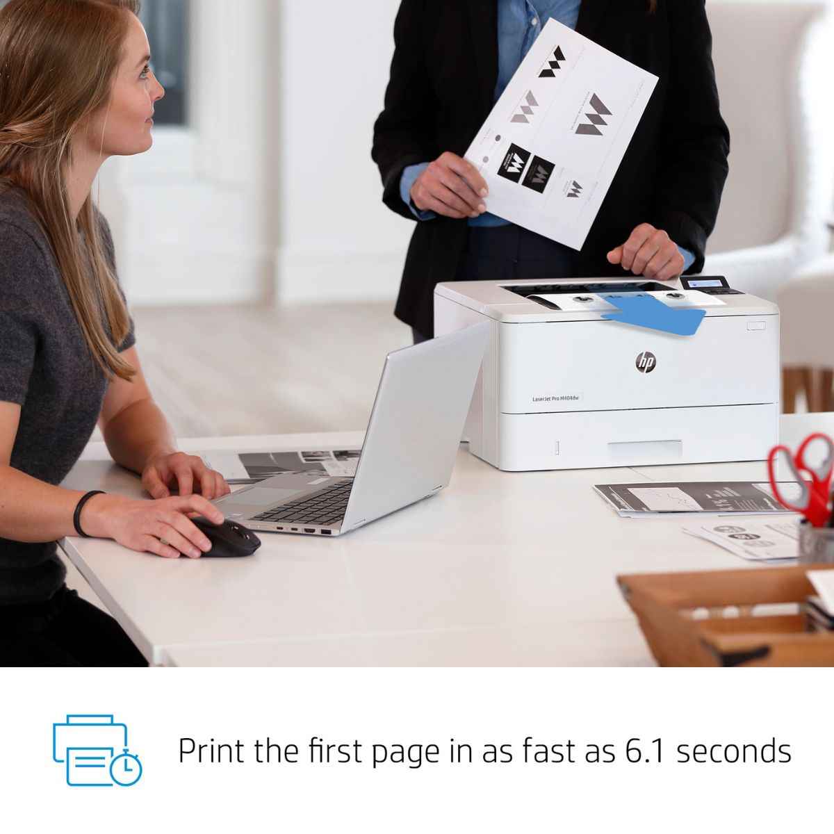 HP LaserJet Pro 404dw A4 Laser Printer, LCD Display, Up to 40ppm Print Speed, 1200x1200 dpi Resolution, Up to 80000 Pages Duty Cycle, USB,Ethernet,Wi-Fi, White | W1A56A