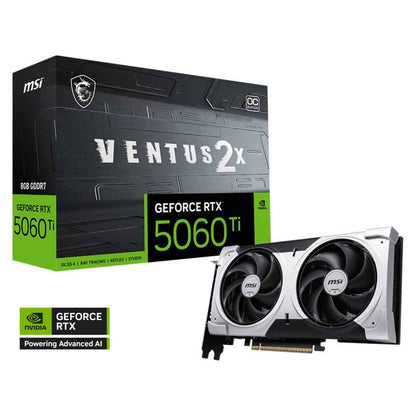 MSI GeForce RTX 5060 Ti VENTUS 2X OC PLUS Graphics Card, 8GB GDDR7, PCIe 5.0, Dual Fan Cooling | 912-V536-024