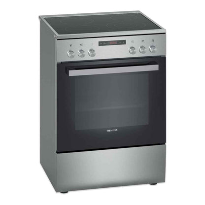 Siemens iQ300 Free-Standing Electric Cooker HK8Q3A150M Ceramic Hob, Stainless Steel, Digital Display, 66L Volume, 60cm Cooker, Ceramic Cooker, 6 Cooking Modes, Red LED Display With Knob Control Interface