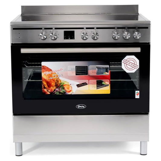 Terim TERVC96ST 90x60cm Electric Cooker – 5 Cooking Zones, 9 Oven Functions, Turbo Fan, Silver