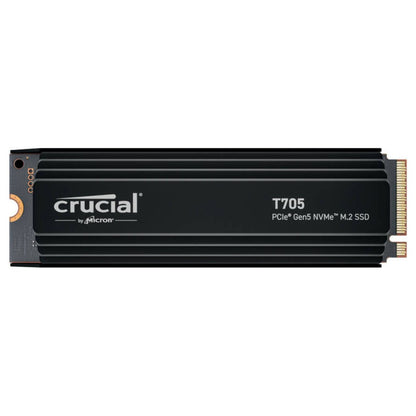 Crucial T705 NVMe SSD with Heatsink | Up to 4TB Capacity | PCIe Gen5 x4 | M.2 2280 | Up to 14,100 MB/s Read &amp; 12,600 MB/s Write | 2400 TBW | Black