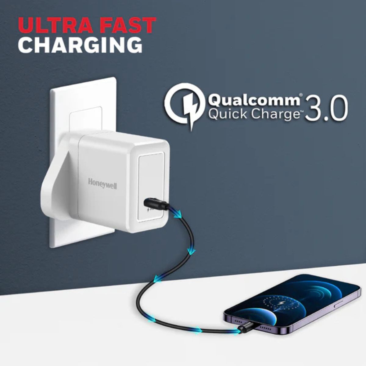 Honeywell Zest Charger PD20W, Type C Fast Wall Charger, Ultra-Fast Charging Compatible with iPhone, iPad, Samsung, Smartphones, Tablets, Power Banks, Smart Watch, White | HC000025/CHG/PD/WHT/20W/UK