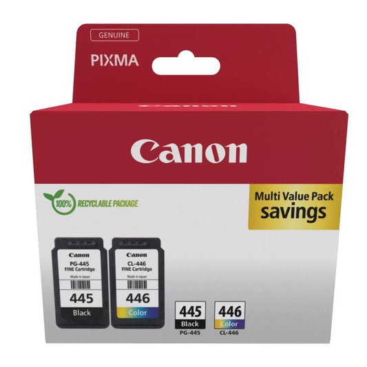 Canon PG-445 / CL-446 BK/C/M/Y Original Ink Cartridge Set – Vibrant Color &amp; Sharp Black Printing, Reliable Canon Performance