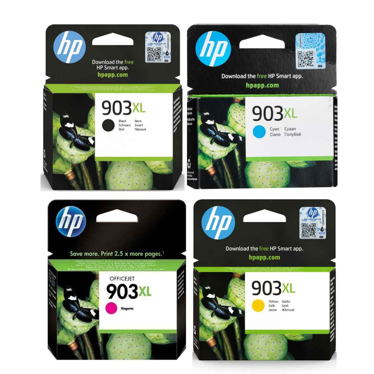 HP 903XL Original High Yield Ink Cartridges | Black, Cyan, Magenta & Yellow | Genuine HP Ink for High-Volume Office Printing
