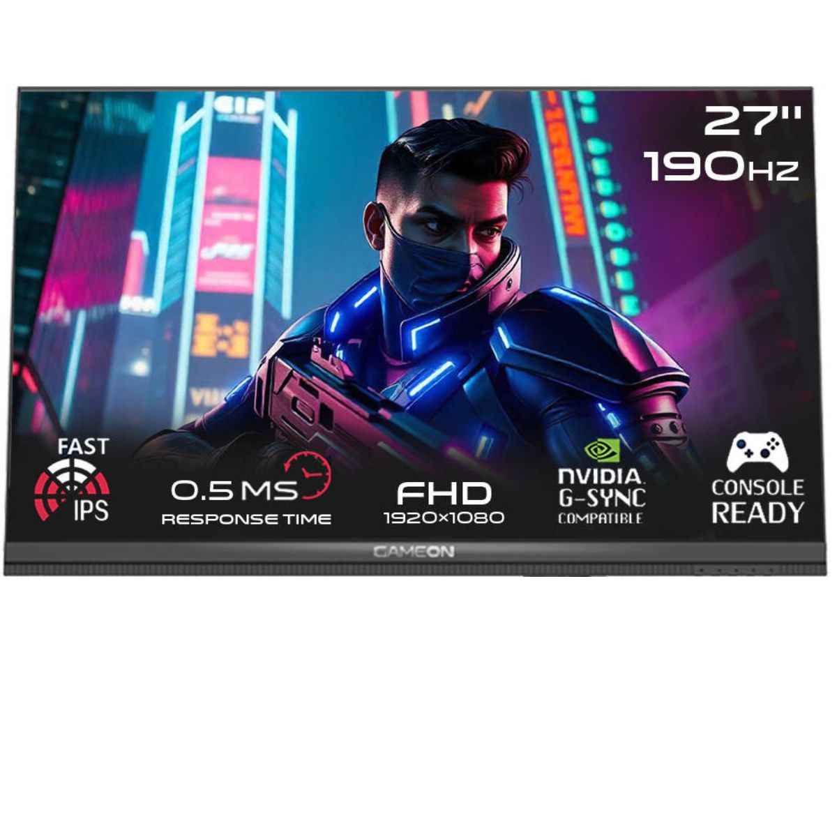 GAMEON GOM27FHD190IPSX Midnight Pro X Series 27" FHD, 190Hz, MPRT 0.5ms, HDMI 2.1, Fast IPS Gaming Monitor (Supports PS5) | Only Monitor