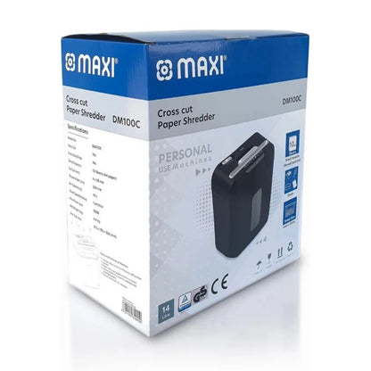 Maxi Cross Cut Shredder MX-DM100C – High Security Cross-Cut, 10-Sheet Capacity, 14L Bin, Compact Office &amp; Home Use, Black