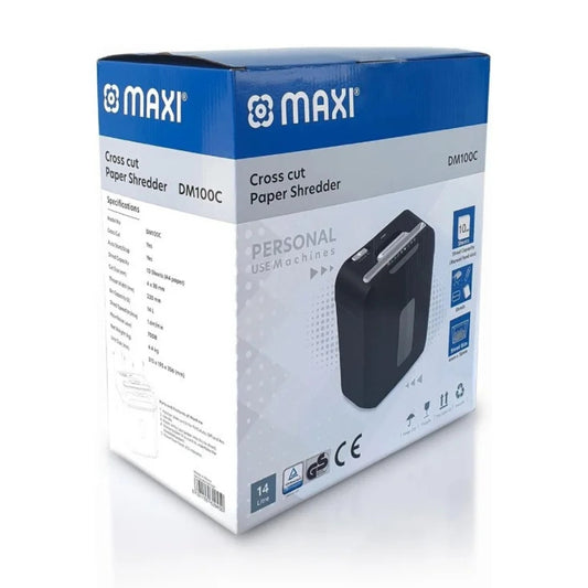 Maxi Cross Cut Shredder MX-DM100C – High Security Cross-Cut, 10-Sheet Capacity, 14L Bin, Compact Office &amp; Home Use, Black
