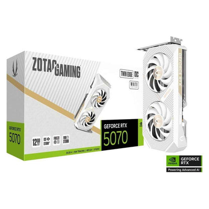 ZOTAC GAMING GeForce RTX 5070 Twin Edge OC Graphics Card, 12GB GDDR7, 192-Bit Memory, 6144 CUDA Cores, PCIe 5.0 x16, White | ZT-B50700Q-10P